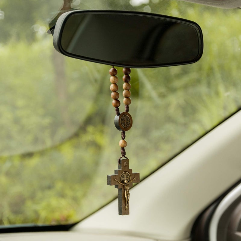 Intercession Car Rearview Mirror Rosary (St Benedict) - Image 5